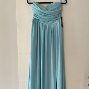 Strapless, light blue, floor length dress by LuLus.  Tags still on/never worn!